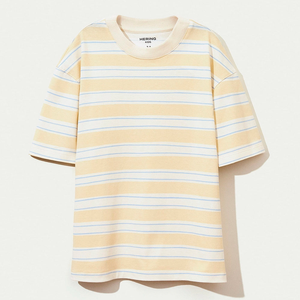 Camiseta Manga Curta Oversized Hering Kids Listrada Masculina - Amarelo