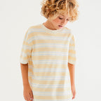 Camiseta Manga Curta Oversized Hering Kids Listrada Masculina - Amarelo