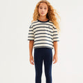 Camiseta Manga Curta Boxer Hering Infantil Oversized Listrada Feminina - Azul
