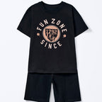 Conjunto Infantil Curto Com Estampa Hering Kids Masculino - Preto