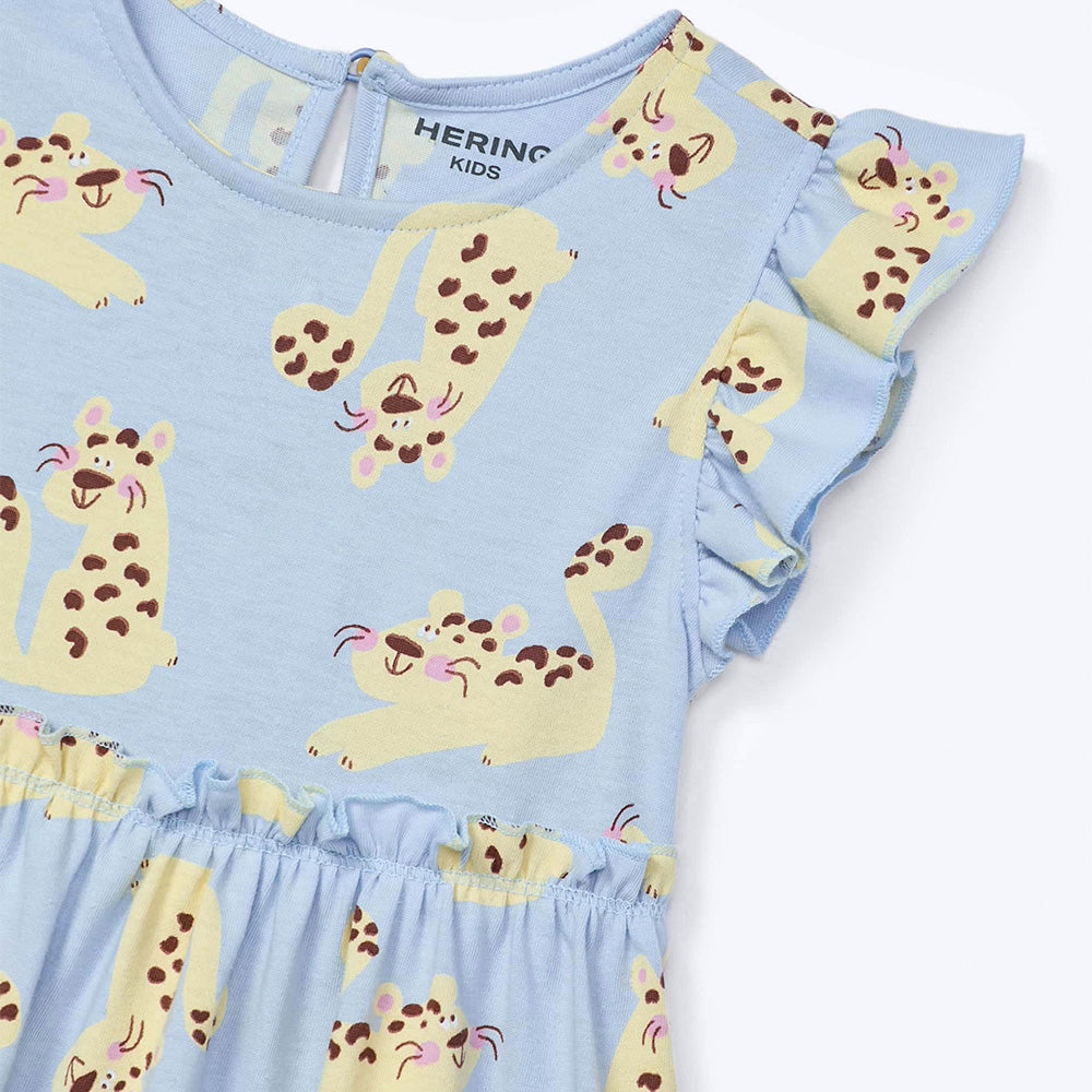 Vestido Manga Curta Toddler com Babado Hering Kids Feminino – Azul