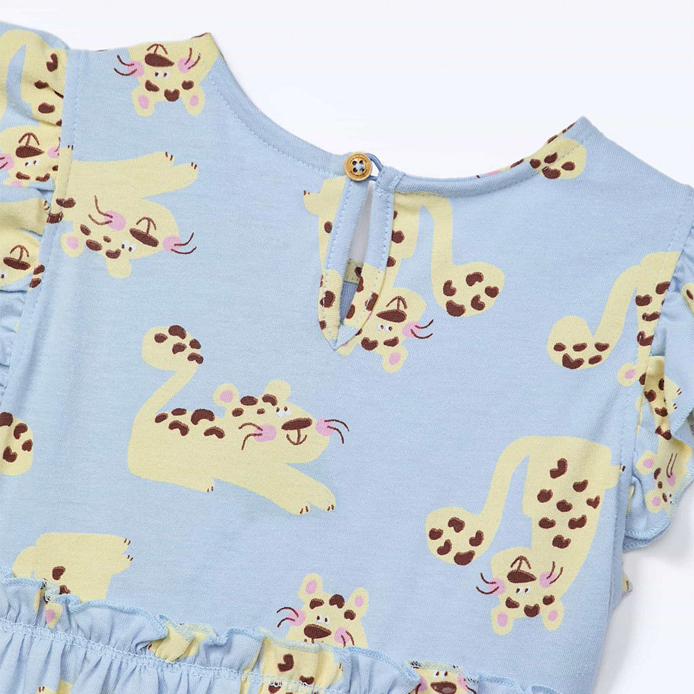 Vestido Manga Curta Toddler com Babado Hering Kids Feminino – Azul