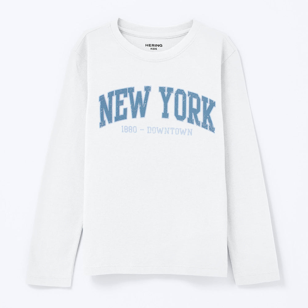 Camiseta Manga Longa Com Estampa Hering Kids - Branco