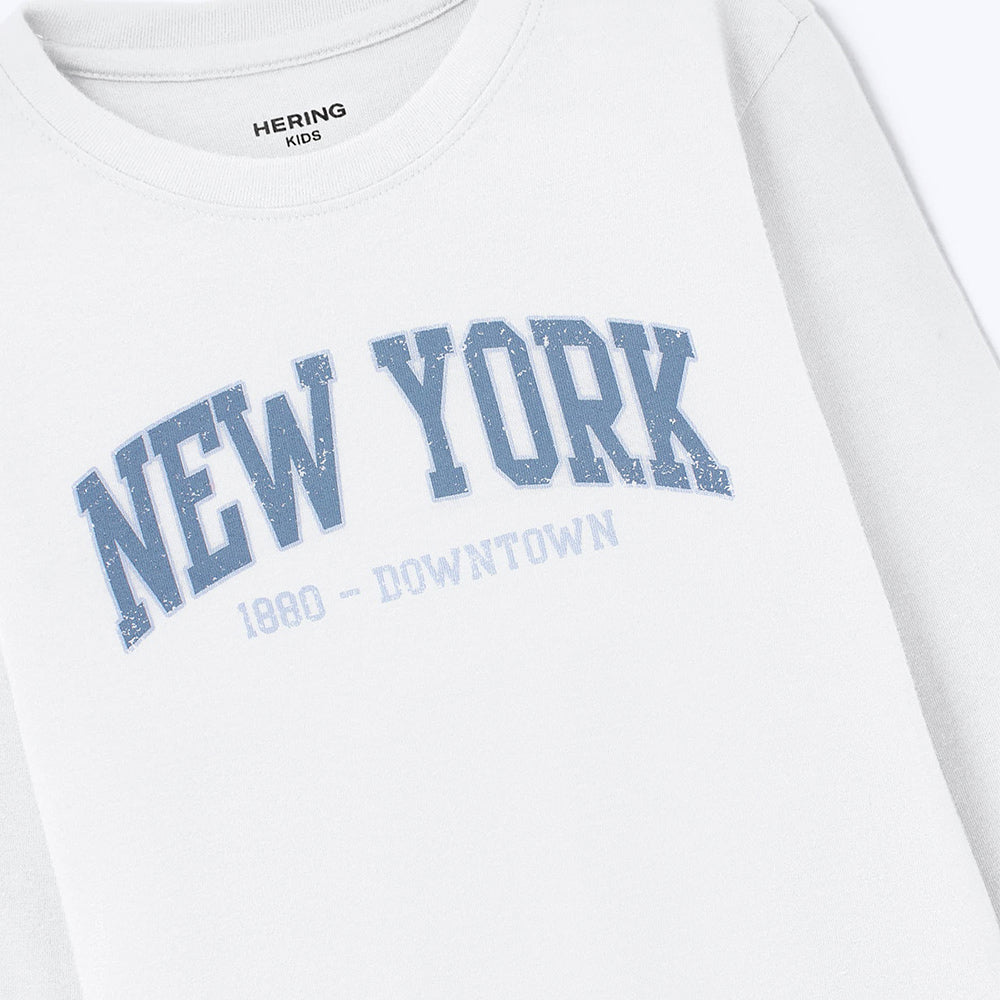 Camiseta Manga Longa Com Estampa Hering Kids - Branco