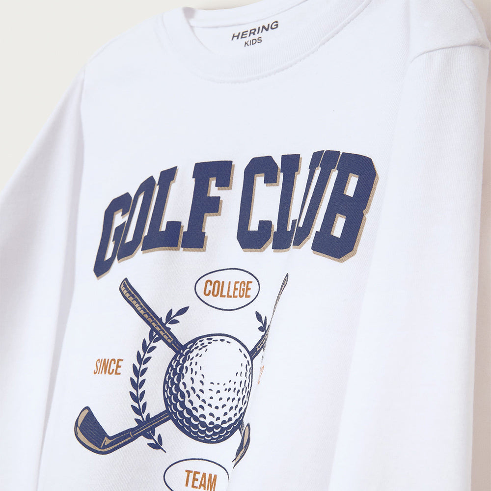 Camiseta Manga Longa Com Estampa Hering Kids Masculina - Branco