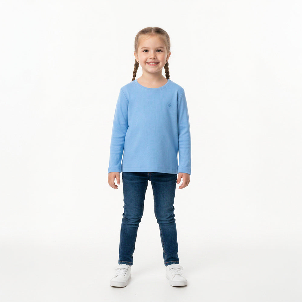 Blusa Manga Longa Hering Kids Com Patch Feminina - Azul