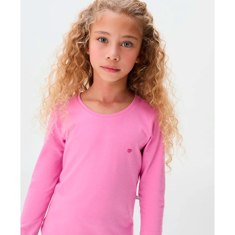 Blusa Manga Longa Hering Kids Com Patch Feminina - Rosa