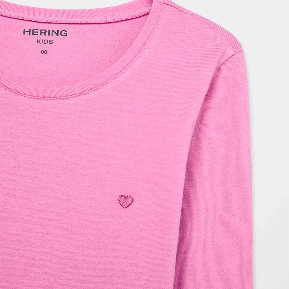 Blusa Manga Longa Hering Kids Com Patch Feminina - Rosa