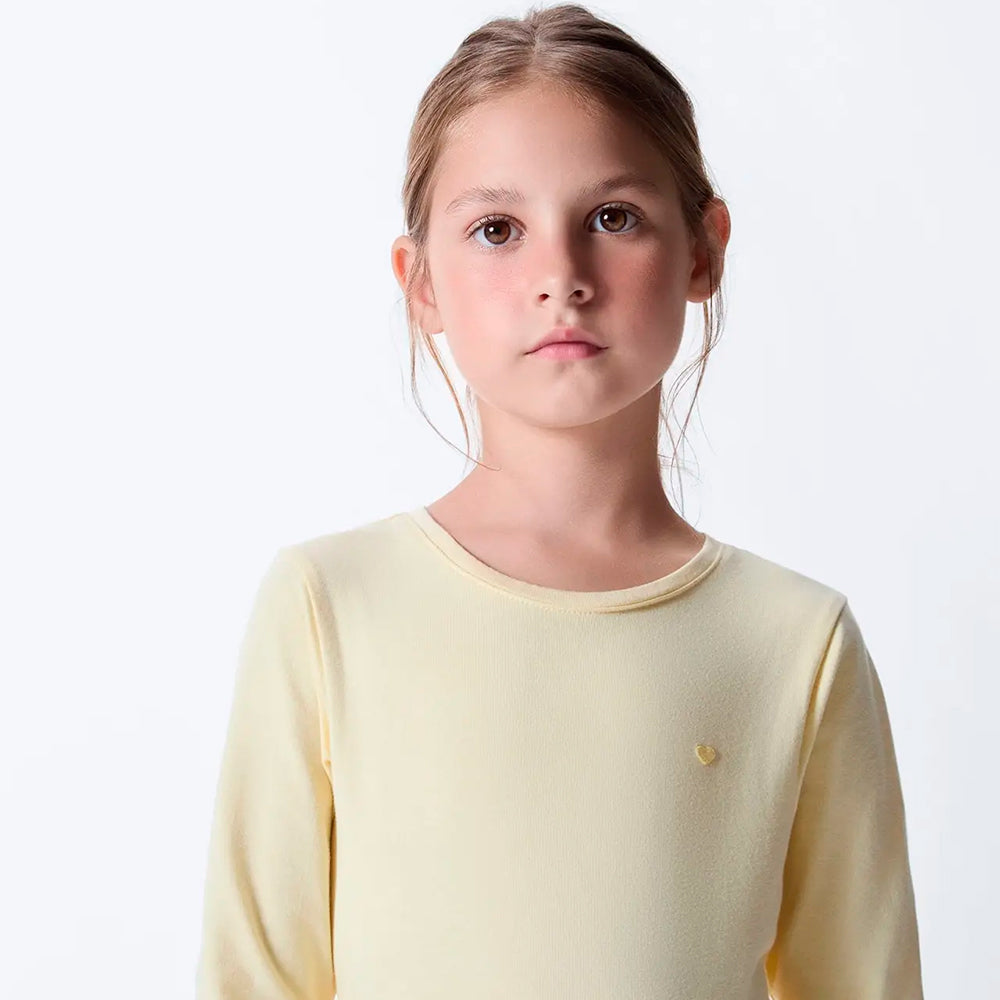 Blusa Manga Longa Hering Kids Com Patch Feminina - Amarelo