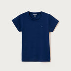 Blusa Manga Curta Slim Com Bordado Coração Hering Kids Feminina - Azul