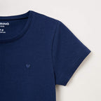 Blusa Manga Curta Slim Com Bordado Coração Hering Kids Feminina - Azul