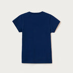 Blusa Manga Curta Slim Com Bordado Coração Hering Kids Feminina - Azul