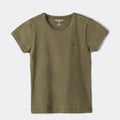 Blusa Básica Manga Curta Slim Com Bordado Coração Hering Kids Feminina - Verde