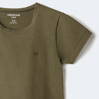 Blusa Básica Manga Curta Slim Com Bordado Coração Hering Kids Feminina - Verde
