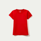 Blusa Manga Curta Slim Com Bordado Coração Hering Kids Feminina - Vermelho
