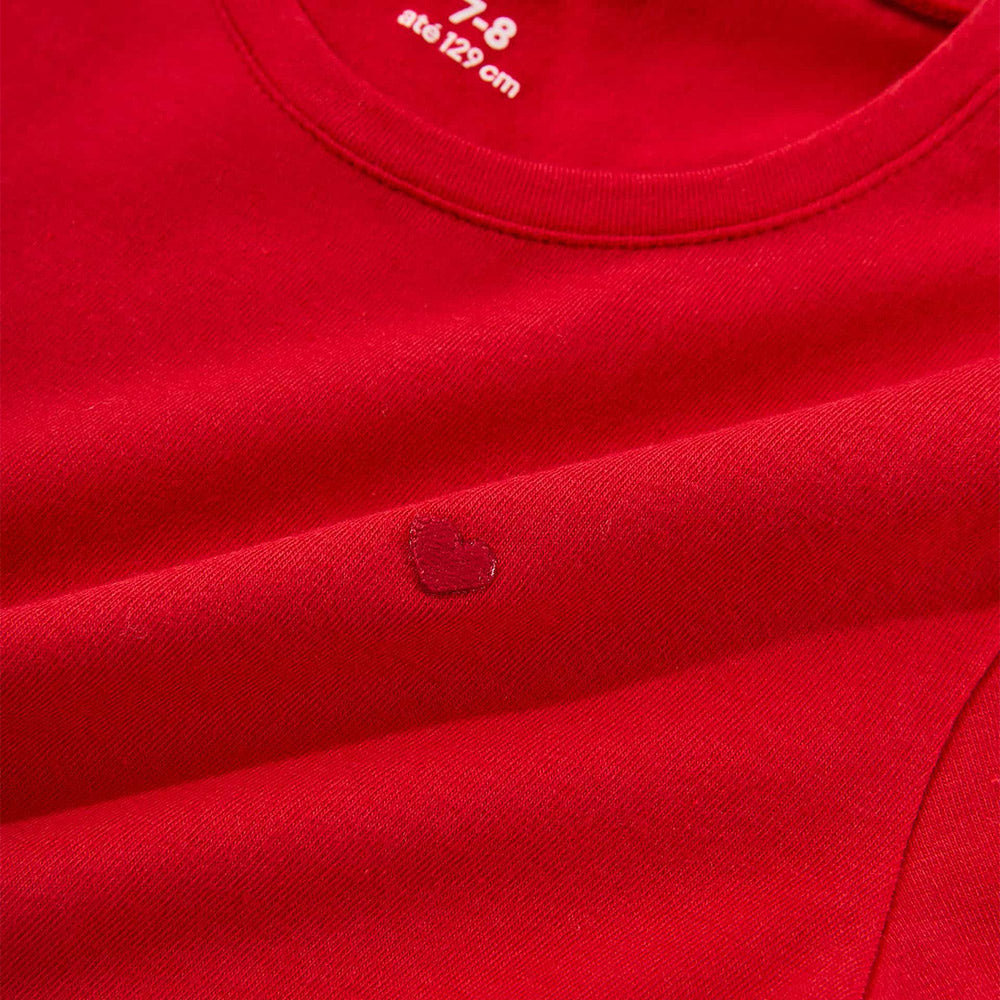 Blusa Manga Curta Slim Com Bordado Coração Hering Kids Feminina - Vermelho