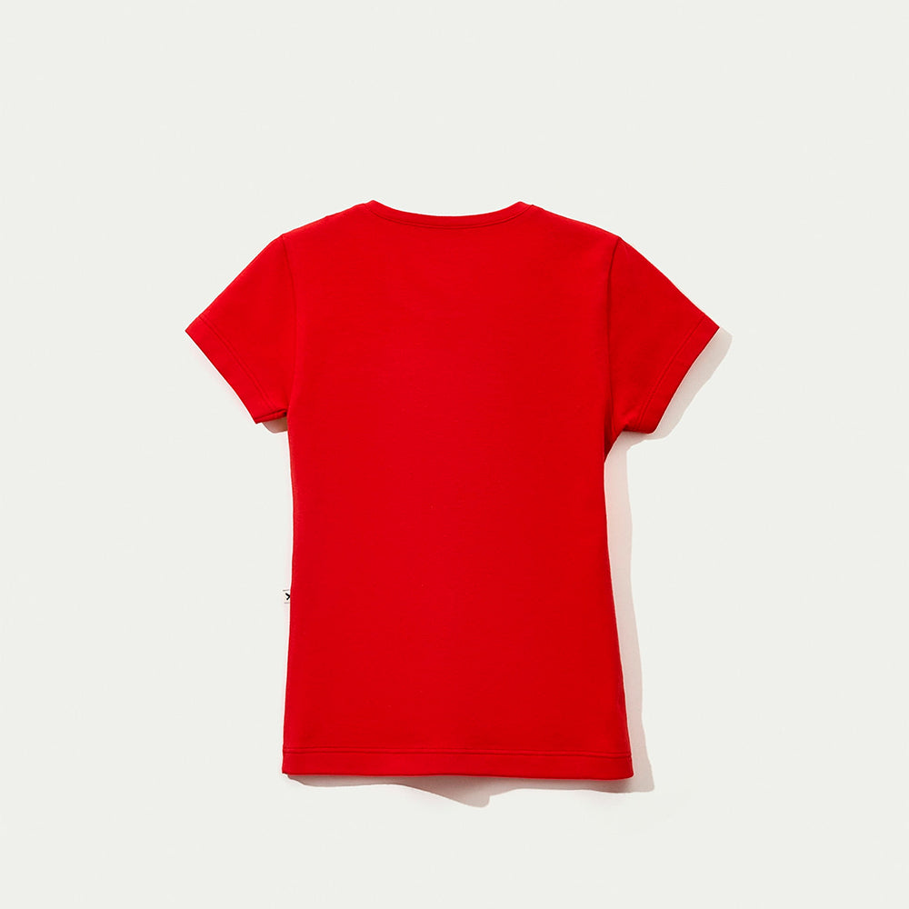 Blusa Manga Curta Slim Com Bordado Coração Hering Kids Feminina - Vermelho