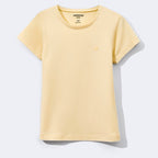 Blusa Básica Manga Curta Slim Com Bordado Coração Hering Kids Feminina - Amarelo
