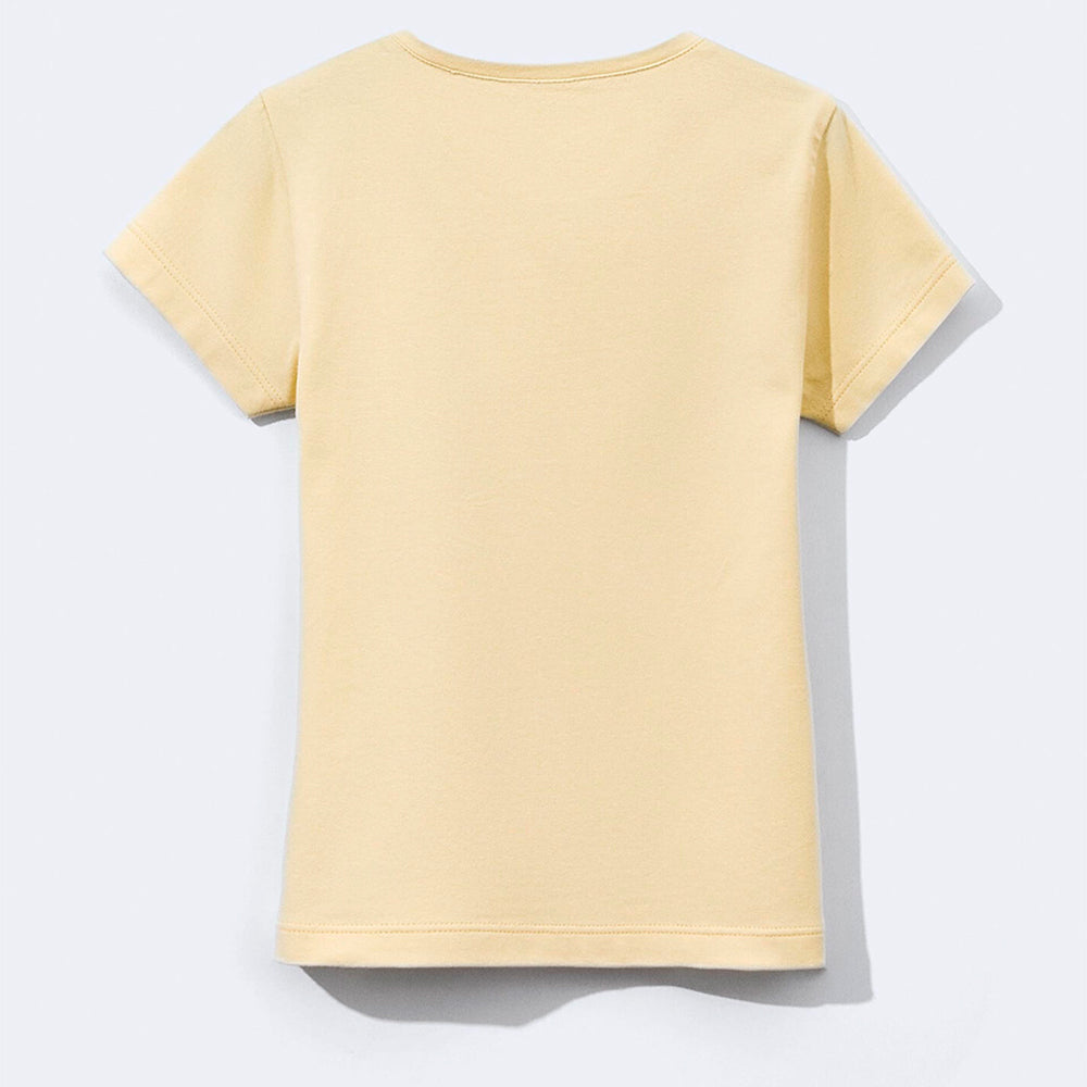 Blusa Básica Manga Curta Slim Com Bordado Coração Hering Kids Feminina - Amarelo
