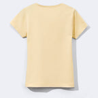 Blusa Básica Manga Curta Slim Com Bordado Coração Hering Kids Feminina - Amarelo