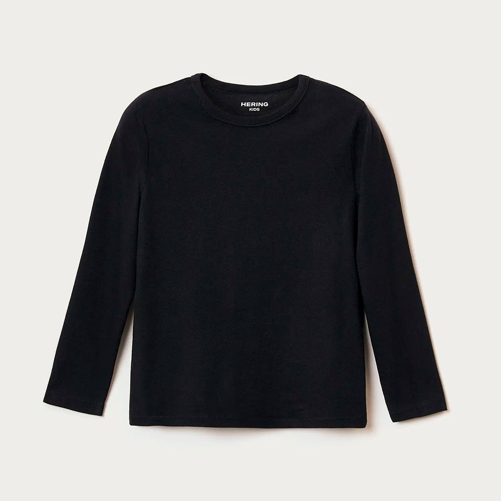 Camiseta Manga Longa Hering Kids Básica Unissex - Preto