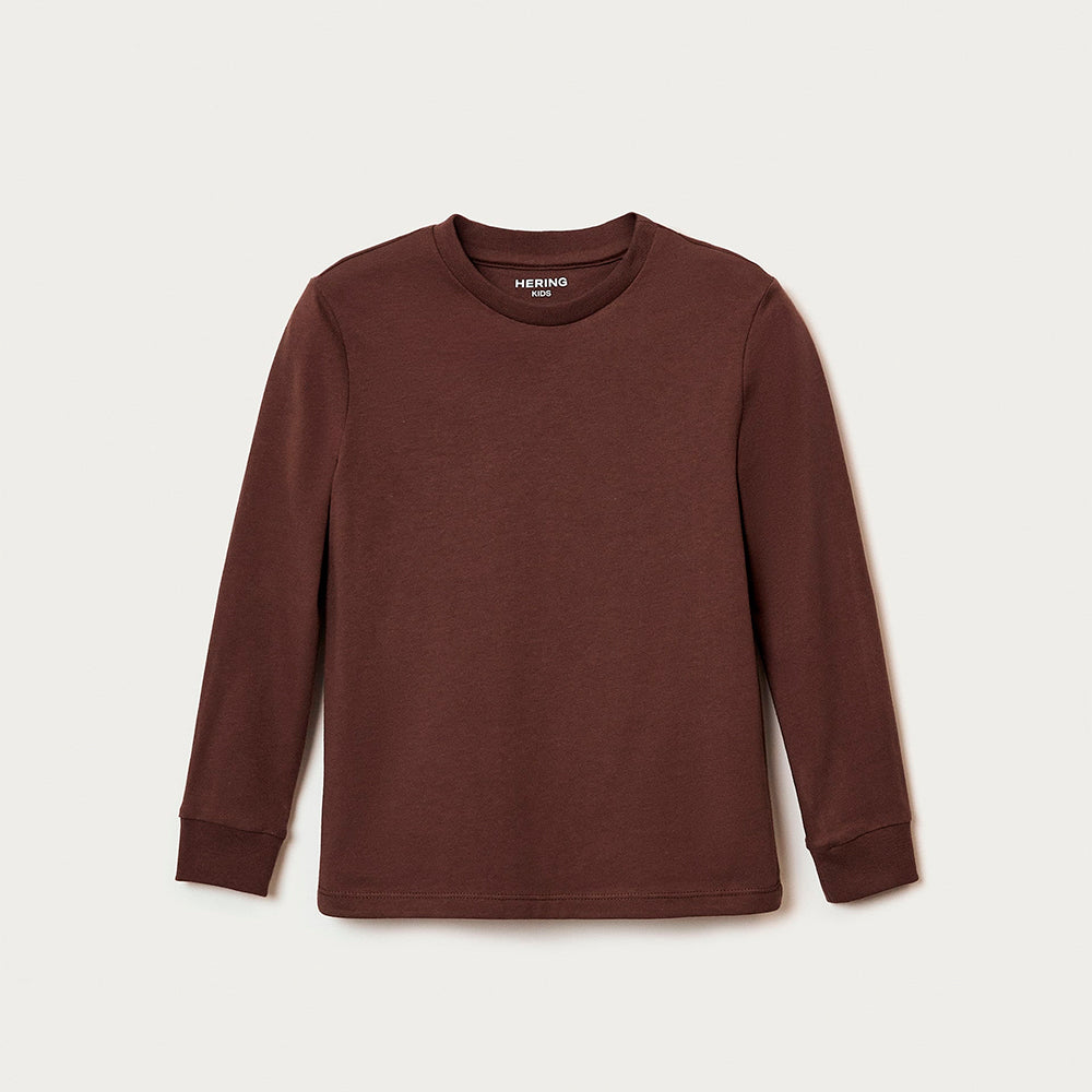 Camiseta Básica Manga Longa Hering Kids Masculina - Marrom