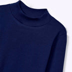Blusa Manga Longa Gola Alta Hering Com Fru Fru Feminino- Azul