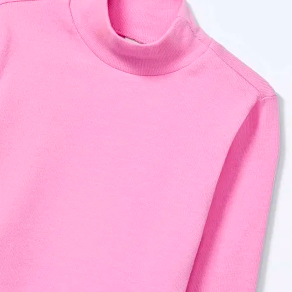 Blusa Manga Longa Gola Alta Hering Com Fru Fru Feminino- Rosa