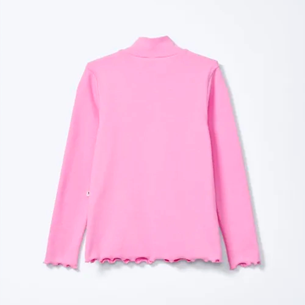 Blusa Manga Longa Gola Alta Hering Com Fru Fru Feminino- Rosa