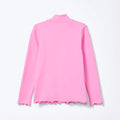 Blusa Manga Longa Gola Alta Hering Com Fru Fru Feminino- Rosa
