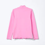 Blusa Manga Longa Gola Alta Hering Com Fru Fru Feminino- Rosa