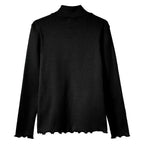 Blusa Manga Longa Gola Alta Hering Com Fru Fru Feminino- Preto