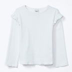 Blusa Manga Longa Infantil com Babados Off White Hering – Feminina