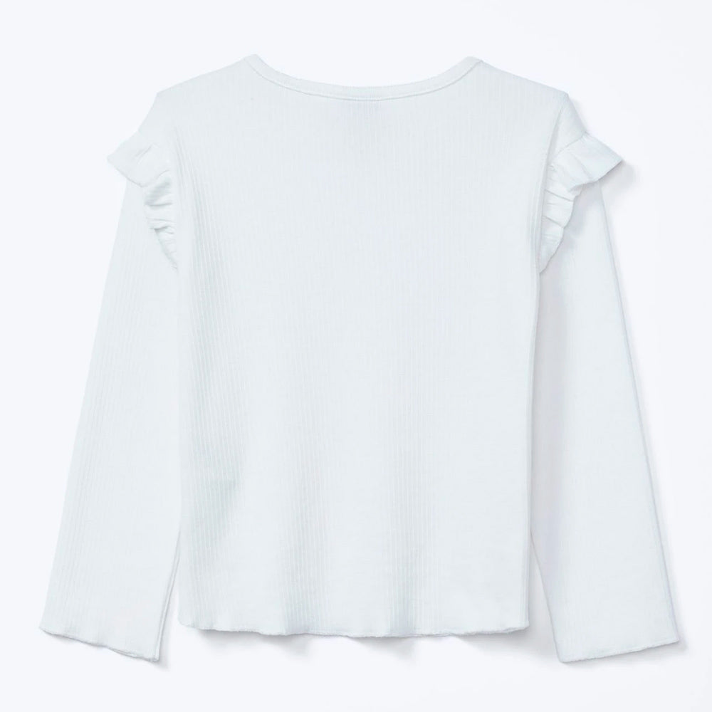 Blusa Manga Longa Infantil com Babados Off White Hering – Feminina