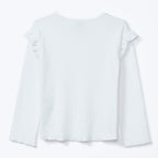 Blusa Manga Longa Infantil com Babados Off White Hering – Feminina