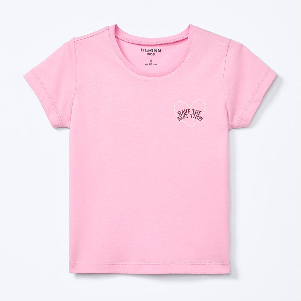 Blusa Manga Curta Toddler Estampada Hering Kids Feminino – Rosa