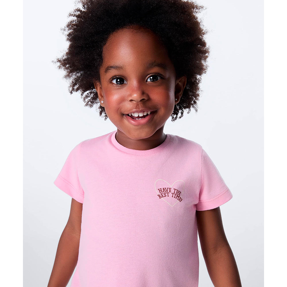 Blusa Manga Curta Toddler Estampada Hering Kids Feminino – Rosa