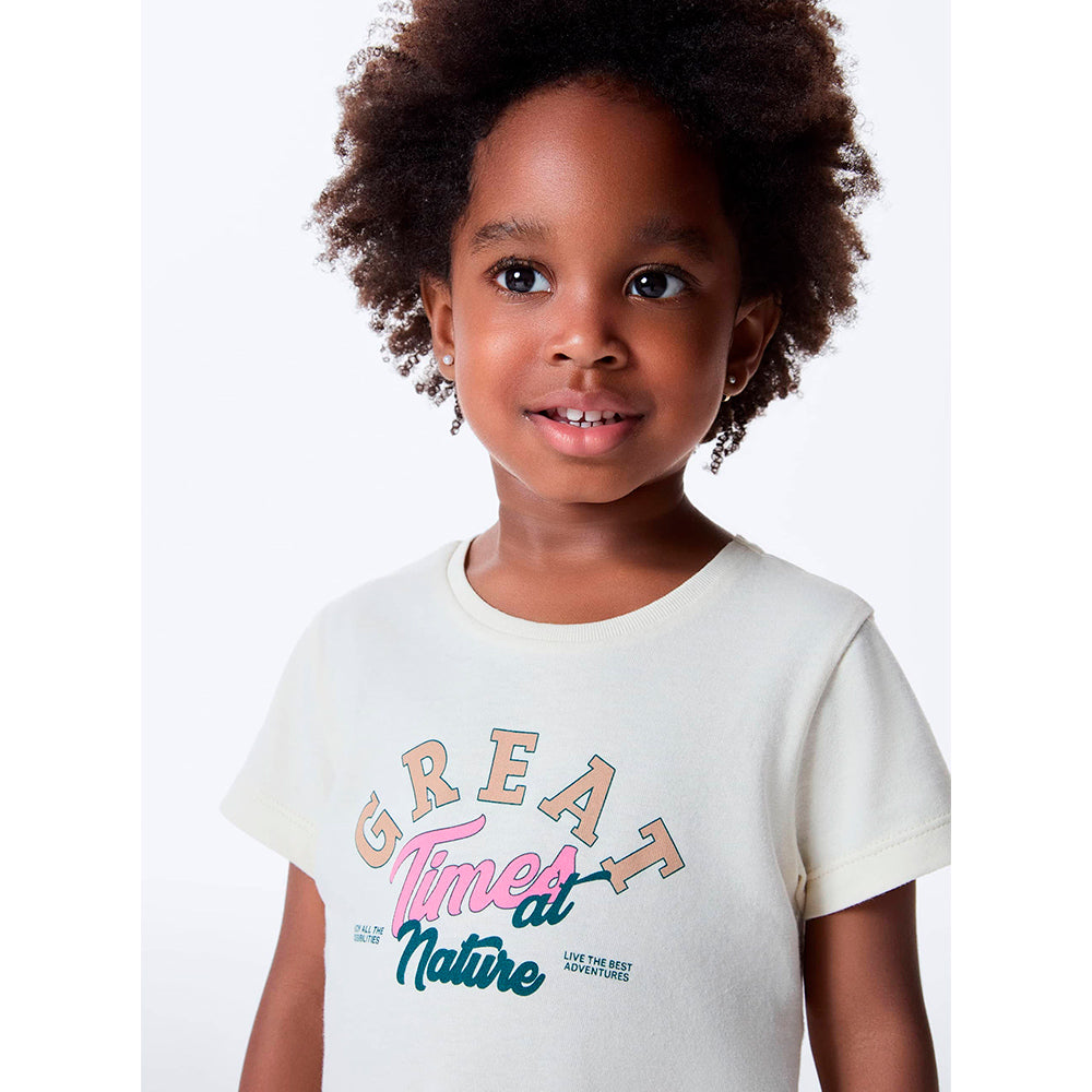 Blusa Manga Curta Toddler Estampada Hering Kids Feminino – Off-White