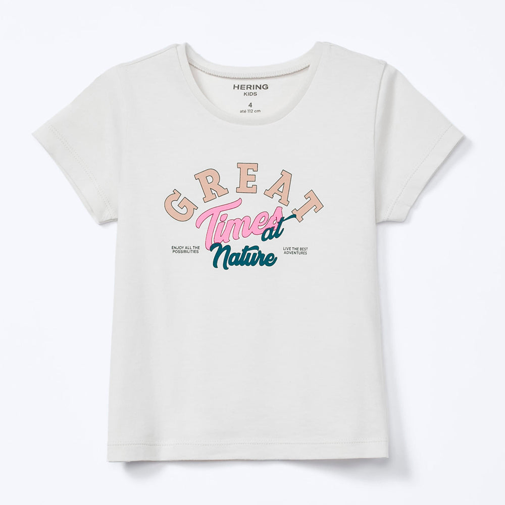 Blusa Manga Curta Toddler Estampada Hering Kids Feminino – Off-White