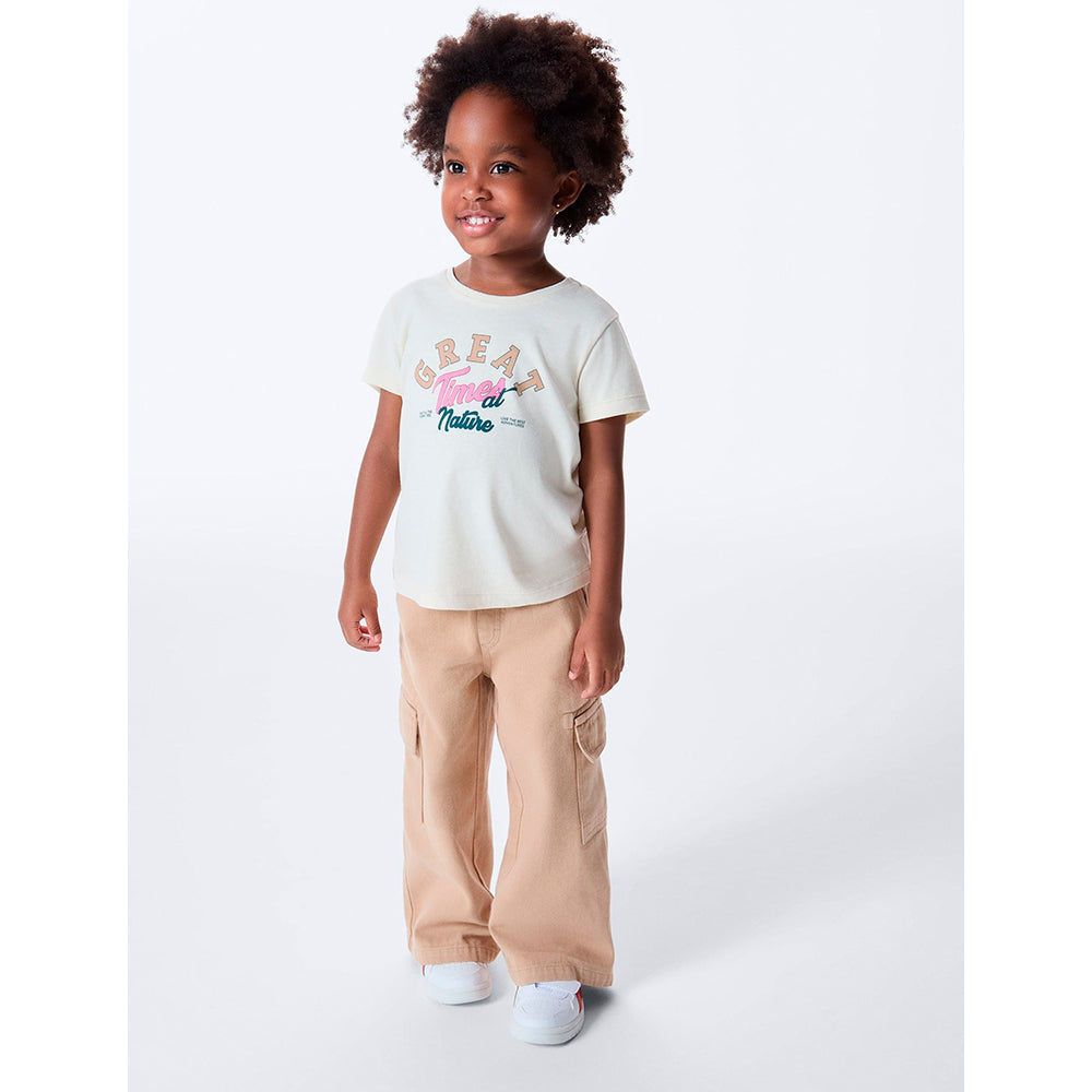 Blusa Manga Curta Toddler Estampada Hering Kids Feminino – Off-White