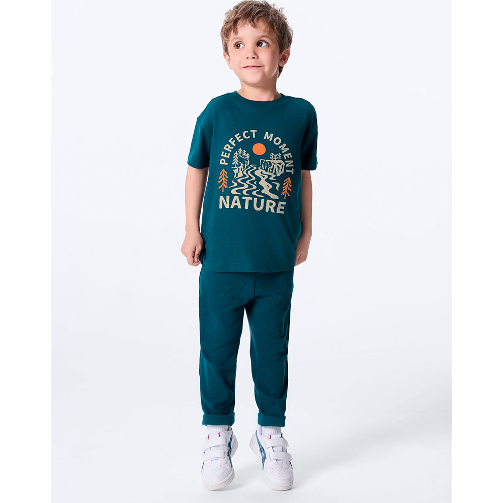 Camiseta Manga Curta Toddler com Estampa Interativa Hering Kids Masculino – Verde