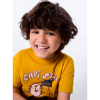 Camiseta Manga Curta Toddler com Estampa Interativa Hering Kids Masculino – Amarelo