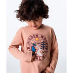 Camiseta Manga Longa Hering Kids Com Estampa Masculina - Bege