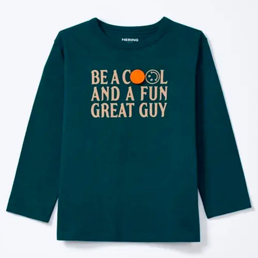 Camiseta Manga Longa Hering Kids Com Estampa Masculina - Verde