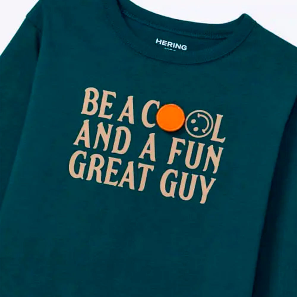 Camiseta Manga Longa Hering Kids Com Estampa Masculina - Verde