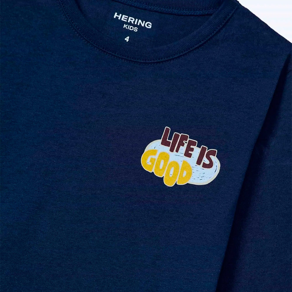 Camiseta Manga Longa Hering Kids Com Estampa Masculina- Azul