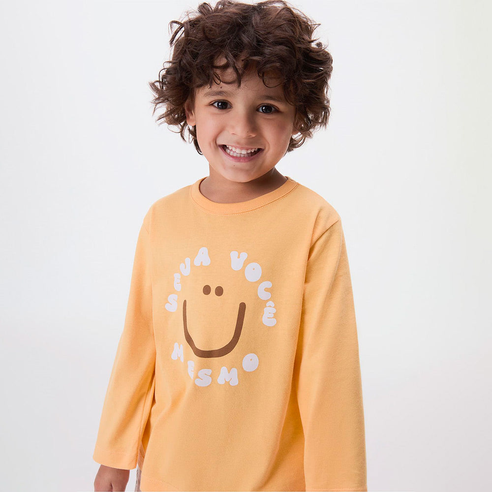 Camiseta Manga Longa Infantil Estampada Laranja Hering – Masculina