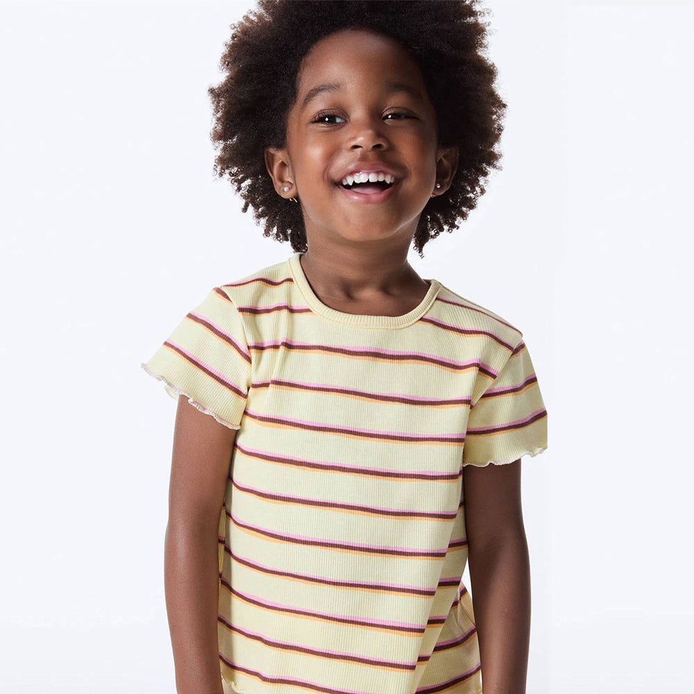 Blusa Manga Curta em Ribana Toddler Hering Kids Feminino - Amarelo