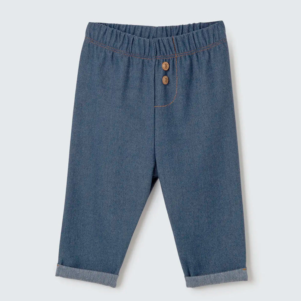 Calça Bebê Unissex Em Moletom Jeans - Azul