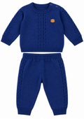 Conjunto Suéter e Calça Tricot Tranças Unissex Mini & Co - Marinho